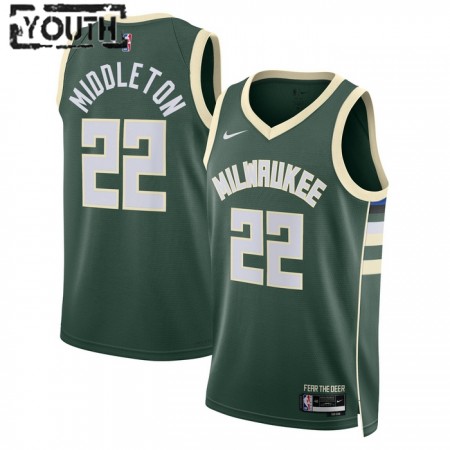 Dječji NBA Dres Milwaukee Bucks Khris Middleton 22 Nike 2022-23 Icon Edition Zelena Swingman